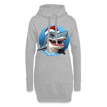 Weihnachtsmann Hai - Hoodie-Kleid - Grau meliert - Vorne