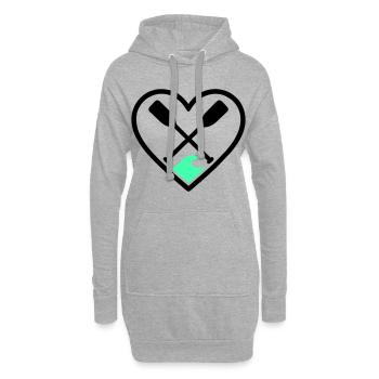 Canoë Kayak Coeur Pagaies Sports de Vagues Nature - Sweat-shirt à capuche long Femme - gris chiné - Devant