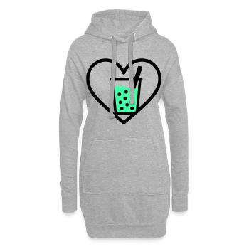 Bubble Tea Heart Boba Drink Sweet Trend - Hoodie-Kleid - Grau meliert - Vorne