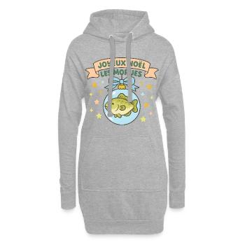 Noël Morues dans Boule Poisson - Sweat-shirt à capuche long Femme - gris chiné - Devant