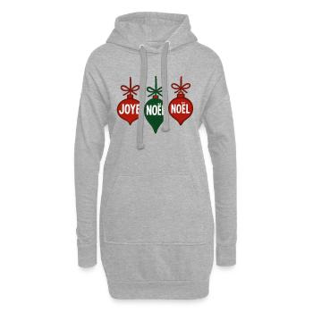 Boules de Noël Trio JOYE NOËL - Sweat-shirt à capuche long Femme - gris chiné - Devant