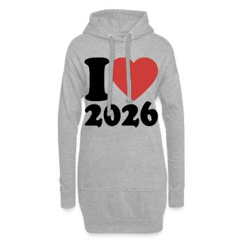 Bonne Année | J’adore 2026 - Sweat-shirt à capuche long Femme - gris chiné - Devant