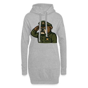 Bulldogge Offizier salutiert Militär Maskottchen Kunst - Hoodie-Kleid - Grau meliert - Vorne