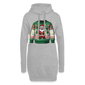 UGLY PIXEL XMAS - spirit of Christmas - Sweat-shirt à capuche long Femme - gris chiné - Devant