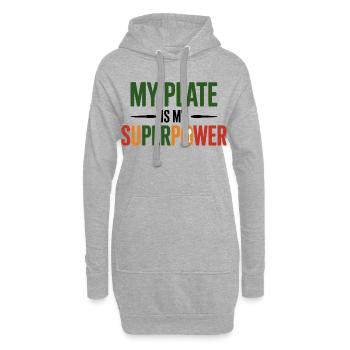 Mon assiette est mon super-pouvoir Diététicien expert - Sweat-shirt à capuche long Femme - gris chiné - Devant