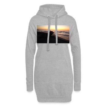 Hund am Strand Sonnenuntergang - Hoodie-Kleid - Grau meliert - Vorne