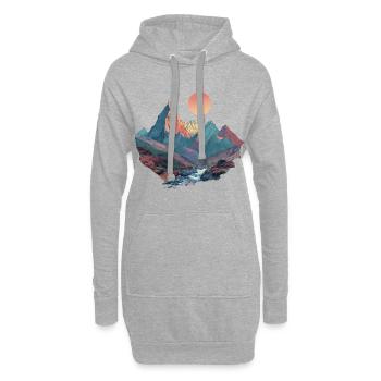 Surreale Berglandschaft – Bunte Naturkunst - Hoodie-Kleid - Grau meliert - Vorne