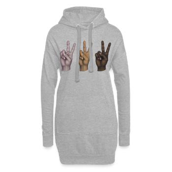 FRIEDEN HÄNDE ALLE GLEICH – Frieden & Liebe - Hoodie-Kleid - Grau meliert - Vorne