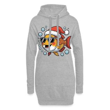 Poisson de Noël avec des lunettes de soleil - Sweat-shirt à capuche long Femme - gris chiné - Devant