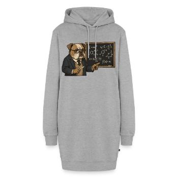 Professor Bulldog Teaching Math Science Chalkboard - Hoodie Dress - heather grey - Front
