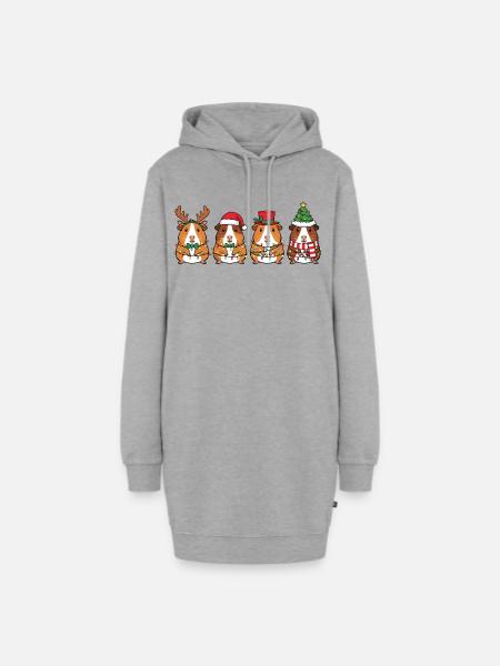 Süß Meerschweinchen Xmas Lichterkette Geschenk - Hoodie-Kleid - Grau meliert