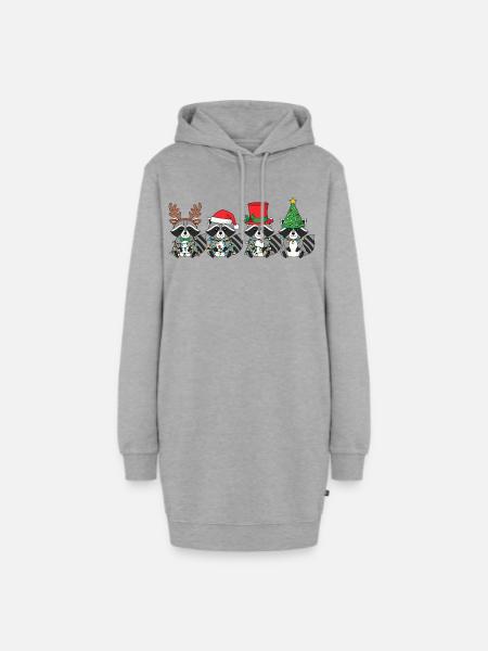 Waschbär Weihnachtsmann Weihnachtsbeleuchtung - Hoodie-Kleid - Grau meliert