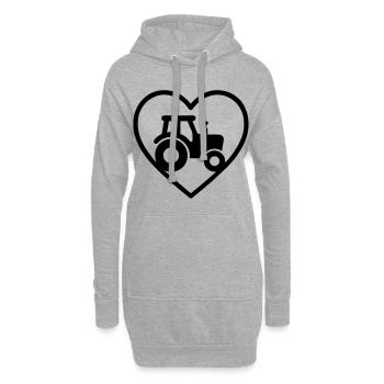 Heart Tractor – Farmer Passion Design - Hoodie-Kleid - Grau meliert - Vorne