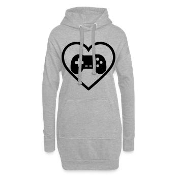 Heart Retrogaming – Conception vintage de manette - Sweat-shirt à capuche long Femme - gris chiné - Devant