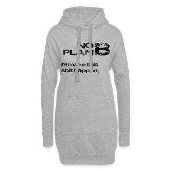No Plan B – Grunge Statement Typo Spruch - Hoodie-Kleid - Grau meliert - Vorne