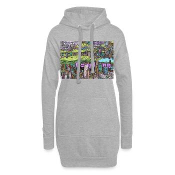 Les mondes Face à Hong Kong - Sweat-shirt à capuche long Femme - gris chiné - Devant