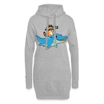 Juste un garçon qui aime le raton laveur Mosasaurus - Sweat-shirt à capuche long Femme - gris chiné - Devant