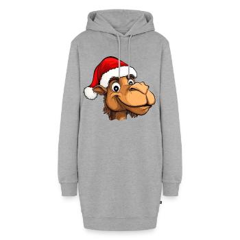 Kamel Weihnachten - Hoodie-Kleid - Grau meliert - Vorne