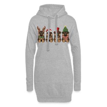 Getigerte Katze Vintage Weihnachtsbeleuchtung - Hoodie-Kleid - Grau meliert - Vorne