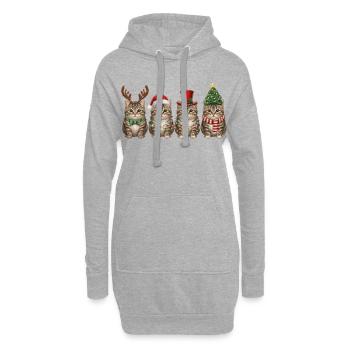 Getigerte Katze Weihnachtsmann Weihnachten  - Hoodie-Kleid - Grau meliert - Vorne