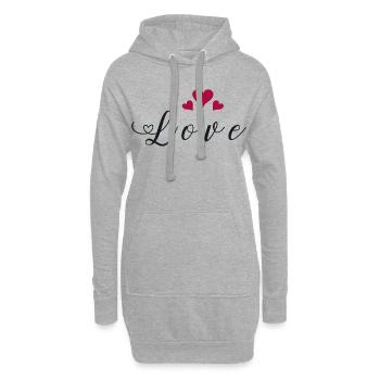 Liebe Herz Leidenschaft Gefühle Liebeserklärung - Hoodie-Kleid - Grau meliert - Vorne