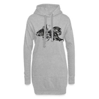 Fisch - Hoodie-Kleid - Grau meliert - Vorne