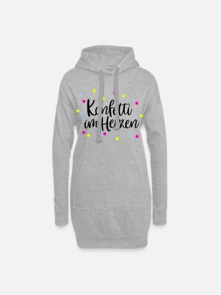 Konfetti im Herzen | Fasching Gruppenoutfit | Bunt - Hoodie-Kleid - Grau meliert