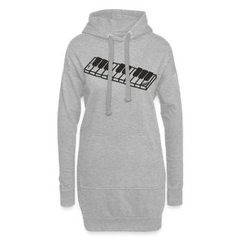Klavier Klavier Instrument Musik Tasten Melodie - Hoodie-Kleid - Grau meliert - Vorne