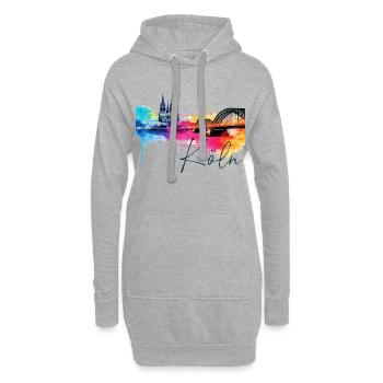 Horizon de Cologne Cathédrale de Cologne Allemagne Ville Coloré - Sweat-shirt à capuche long Femme - gris chiné - Devant
