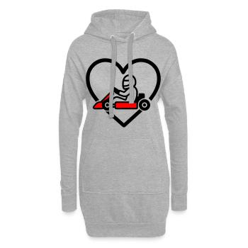 Karting Heart – Passion Speed - Sweat-shirt à capuche long Femme - gris chiné - Devant