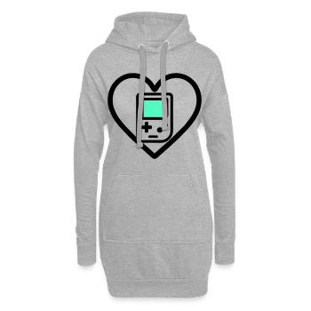 Retro Heart – Retro-Handheld-Konsole - Hoodie-Kleid - Grau meliert - Vorne