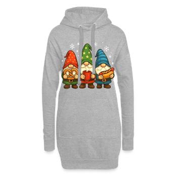 Weihnachtsgnom Trio mit Leckereien - Hoodie-Kleid - Grau meliert - Vorne