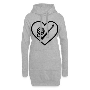 Häkelherz – Handgemachte Leidenschaft - Hoodie-Kleid - Grau meliert - Vorne