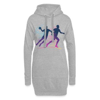 Joueur néon de handball, attaque rapide, équipe - Sweat-shirt à capuche long Femme - gris chiné - Devant