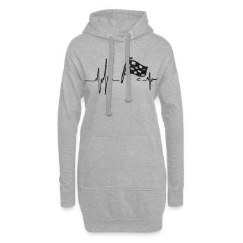 Course Automobile | Cœur Bat Drapeau à Damier - Sweat-shirt à capuche long Femme - gris chiné - Devant