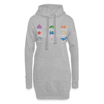 Unterwasser Tierwelt Design - Hoodie-Kleid - Grau meliert - Vorne