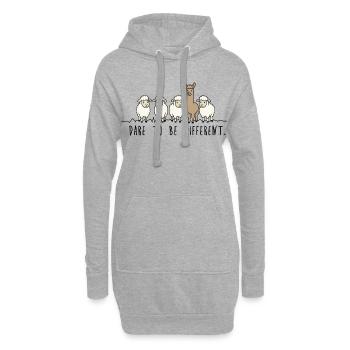 Osez être différent – Illustration de moutons-alpagas - Sweat-shirt à capuche long Femme - gris chiné - Devant