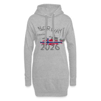 Norwegen 2026 Dorsch mit Bergen und Elch Angeln - Hoodie-Kleid - Grau meliert - Vorne
