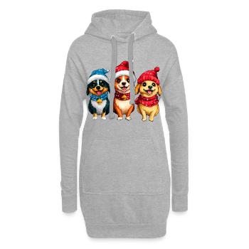 Weihnachtsmann Hund - Hoodie-Kleid - Grau meliert - Vorne