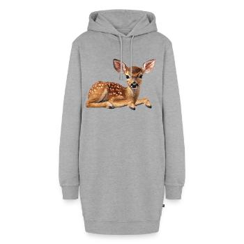 Rehkitz-Reh - Hoodie-Kleid - Grau meliert - Vorne