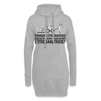 Humour Triathlon Licorne Nager, Pédaler, Courir - Sweat-shirt à capuche long Femme - gris chiné - Devant