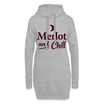 Merlot and Chill Wein Spruch gemütlich entspannen - Hoodie-Kleid - Grau meliert - Vorne