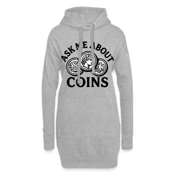 Frag mich nach Münzen-Schatzsuche-Abenteuern - Hoodie-Kleid - Grau meliert - Vorne