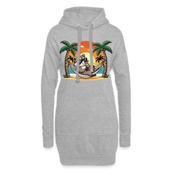 Raton laveur drôle sur le hamac de plage pendant les vacances d’été - Sweat-shirt à capuche long Femme - gris chiné - Devant