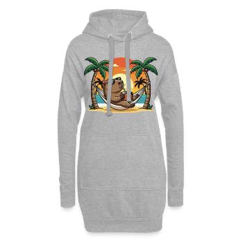 Capybara drôle sur le hamac de plage pendant les vacances d’été - Sweat-shirt à capuche long Femme - gris chiné - Devant