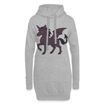 Dark Demon Unicorn with Wings and Red Eyes - Hoodie Dress - heather grey - Front