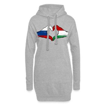 Russland Ungarn Flagge Hände Herzform used - Hoodie-Kleid - Grau meliert - Vorne
