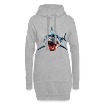 Requin - Sweat-shirt à capuche long Femme - gris chiné - Devant