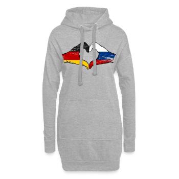 Deutschland Russland Flagge Herz - Hoodie-Kleid - Grau meliert - Vorne
