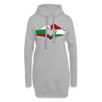 Drapeau Bulgarie Hongrie Mains en forme de cœur - Sweat-shirt à capuche long Femme - gris chiné - Devant